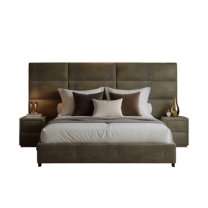 Boxspring Daro luxury bed in Cream with crocodile texture – BM Meubelen